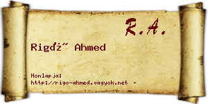 Rigó Ahmed névjegykártya